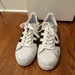 BRAND NEW Adidas Classic White Sneakers with Black Stripes